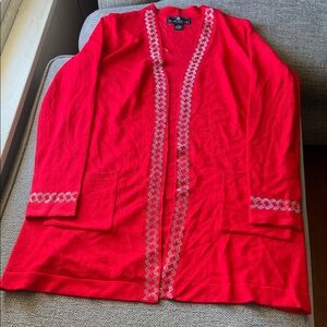 Seven Manor Red Cardigan with Embellished Detail
